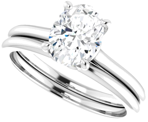 14K White  8x6 mm Oval Solitaire Engagement Ring Mounting (10)