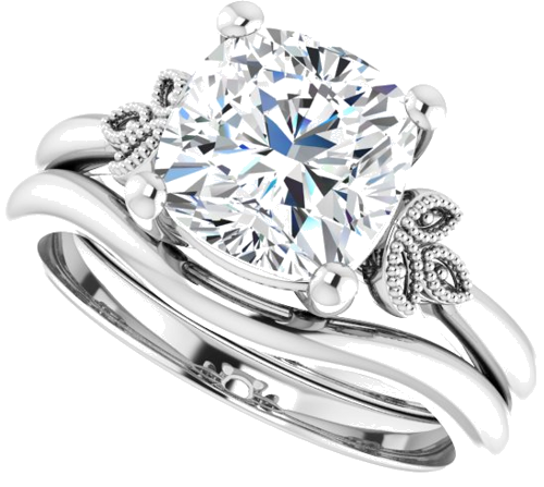 Sužadėtuvių Žiedas „Solitaire“ 14k white gold Cushion 8mm (10)