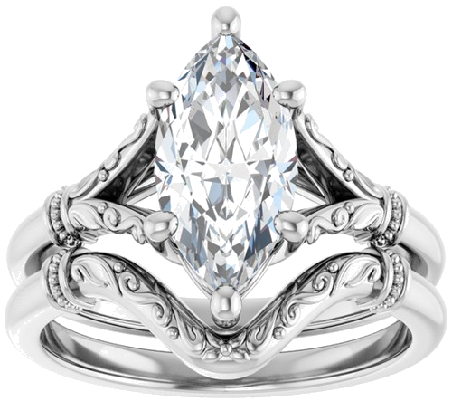 Sužadėtuvių Žiedas „Sculptural“ 14k white gold Marquise 12mm x 6mm (8)