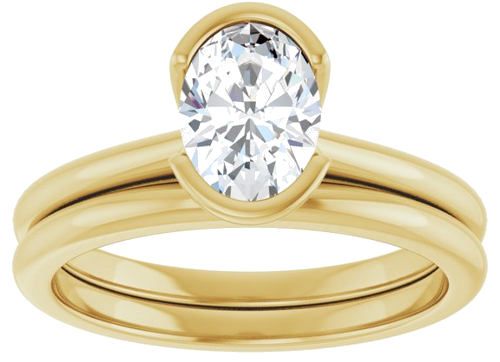 Sužadėtuvių Žiedas „Half-Bezel“ 14k yellow gold Oval 7.5mm x 5.5mm (8)