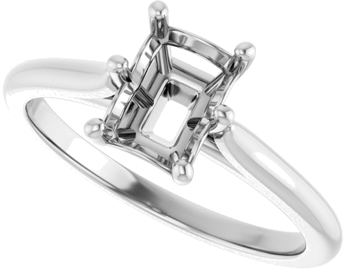 Sužadėtuvių Žiedas 10k white gold Emerald 7mm x 5mm (5)