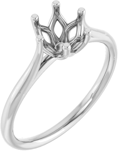 14K White 6 mm Cushion Engagement Ring Mounting (1)