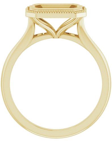 Sužadėtuvių Žiedas „Bezel-Set Solitaire Milgrain“ 14k yellow gold Emerald 8mm x 6mm (2)