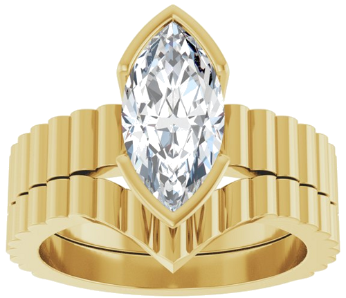 Sužadėtuvių Žiedas „Half-Bezel Solitaire“ 14k yellow gold Marquise 12mm x 6mm (8)
