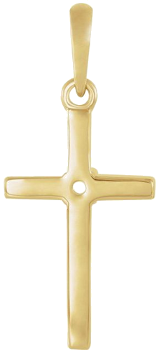 14K Yellow 2.5 mm Round Cross Pendant Mounting (3)