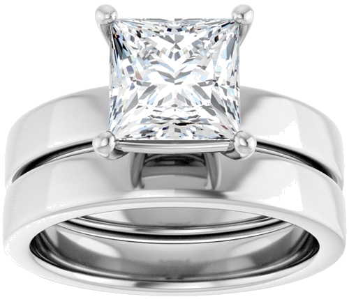 Sužadėtuvių Žiedas „Solitaire“ 14k white gold Square 7mm (8)