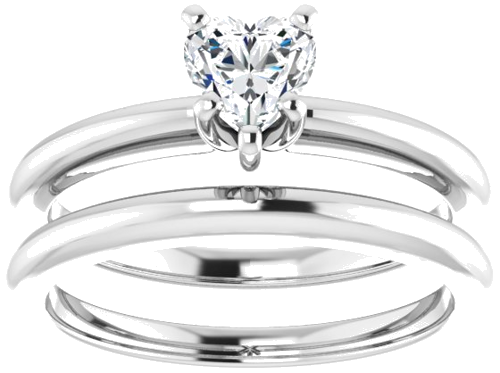 14K White  5x5 mm Heart Solitaire Engagement Ring Mounting (8)