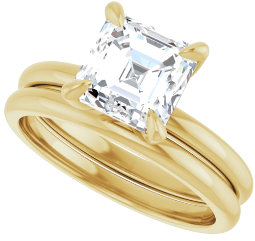 14K Yellow  7x7 mm Asscher Solitaire Engagement Ring Mounting (10)