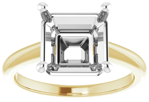 Sužadėtuvių Žiedas „Solitaire“ 14k yellow/white gold Asscher 9mm (3)