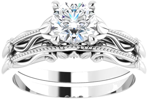 14K White 5.8 mm Round Sculptural-Inspired Solitaire Engagement Ring Mounting (8)