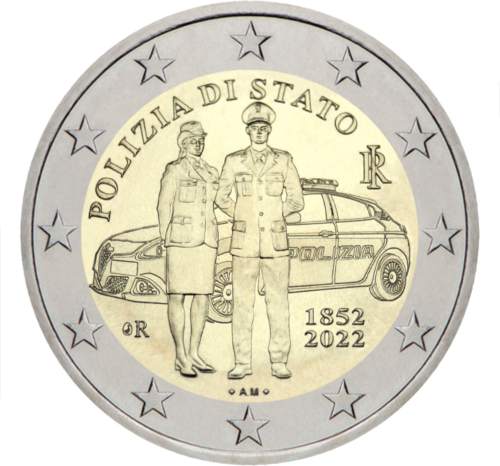 2022 Italian National Police 2 euro BU coin in card (2)