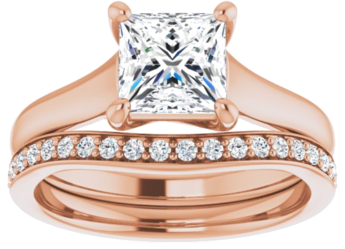 Sužadėtuvių Žiedas „Solitaire“ 585 Rožinis Aukso Square 6mm (8)