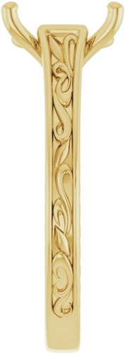 Sužadėtuvių Žiedas „Solitaire Scroll“ 14k yellow gold Emerald 8mm x 6mm (4)