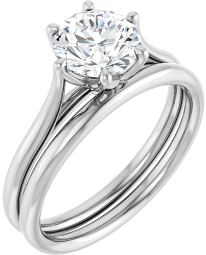 18K White 7 mm Round Engagement Ring Mounting (6)