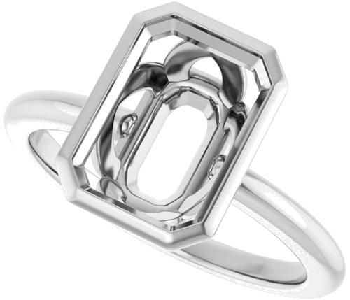 Sužadėtuvių Žiedas „Bezel-Set“ 14k white gold Emerald 10mm x 7mm (5)