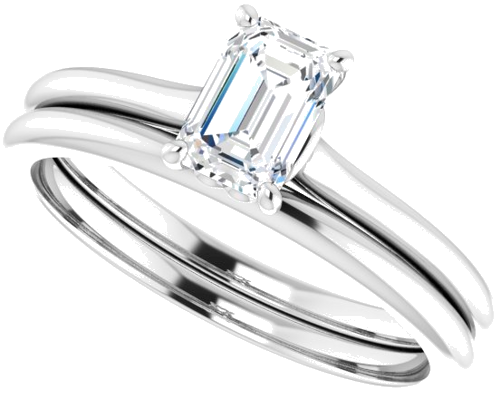 14K White  6x4 mm Emerald Solitaire Engagement Ring Mounting (10)