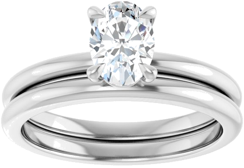 Sužadėtuvių Žiedas 585 Baltojo Aukso Oval 7mm x 5mm (8)