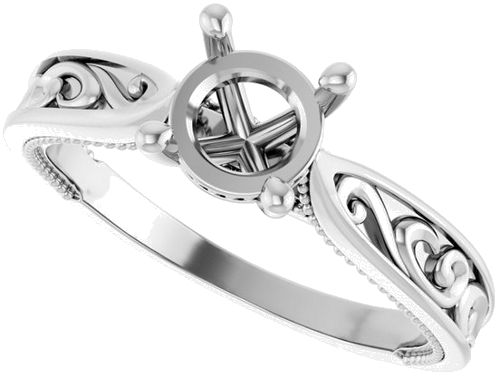 Sužadėtuvių Žiedas „Solitaire Vintage-Inspired“ 14k white gold Round 6.5mm (5)