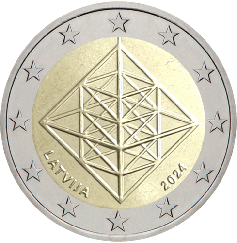 2024 Латвия Сламени градини 2 евро монета (1)