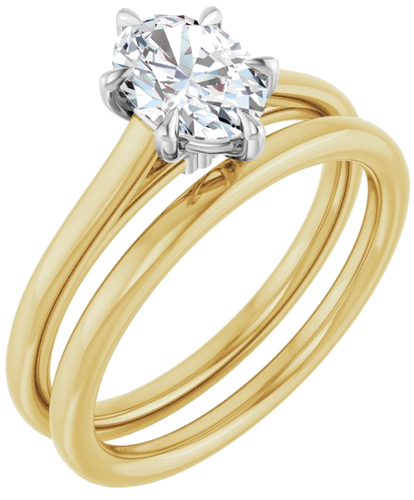 Sužadėtuvių Žiedas „Claw-Pong“ 14k yellow/white gold Oval 7.5mm x 5.5mm (6)