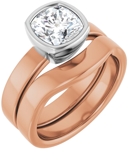 14K Rose White 7 mm Cushion Solitaire Engagement Ring Mounting (6)