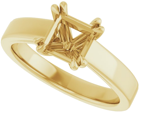 Sužadėtuvių Žiedas „Double Claw-Prong Solitaire“ 14k yellow gold Square 6mm (5)