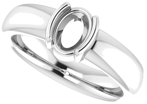 Sužadėtuvių Žiedas „Half Bezel Solitaire“ 585 Baltojo Aukso Oval 7mm x 5mm (5)