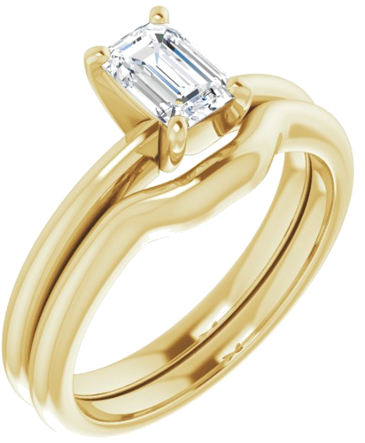 14K Yellow  6x4 mm Emerald Solitaire Engagement Ring Mounting (6)