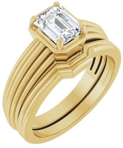 Sužadėtuvių Žiedas „Solitaire Vintage-Inspired“ 14k yellow gold Emerald 6.5mm x 5mm (6)