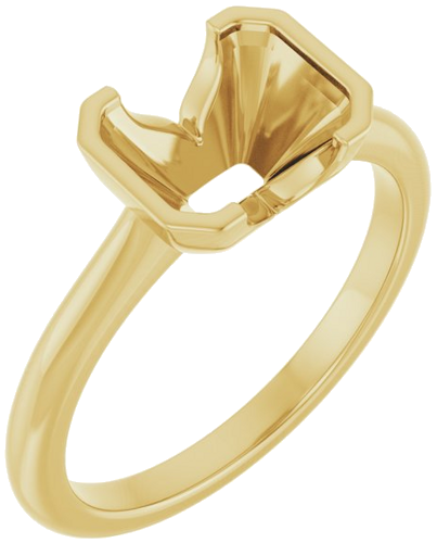 Sužadėtuvių Žiedas „Half Bezel Solitaire“ 585 Geltonojo Aukso Emerald 8mm x 6mm (1)