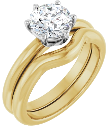 Sužadėtuvių Žiedas 14k yellow/white gold Round 7mm (6)