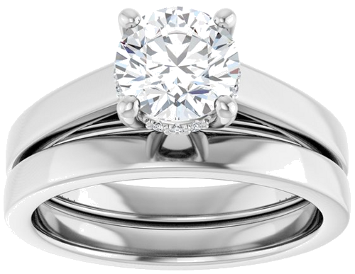 Sužadėtuvių Žiedas „Hidden Halo-Style“ 14k white gold Round 6.5mm (8)