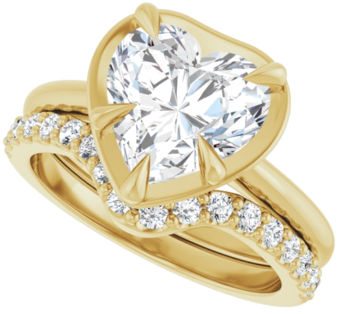 Sužadėtuvių Žiedas „Claw-Prong Solitaire Bezel-Style“ 14k yellow gold Heart 9mm (10)