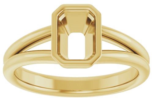 Sužadėtuvių Žiedas „Bezel-Set Solitaire“ 10k yellow gold Emerald 7mm x 5mm (3)
