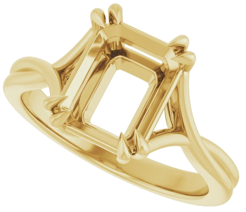 Sužadėtuvių Žiedas „Solitaire“ 585 Geltonojo Aukso Emerald 9mm x 7mm (5)