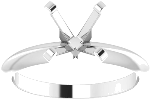 14K White 6.6-7.2 mm Round 4-Prong Solitaire Engagement Mounting (3)