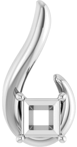 Pakabukas „Freeform“ 10k white gold Square 5mm (1)