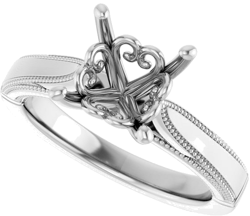 Sužadėtuvių Žiedas „Solitaire“ 14k white gold Square 6.5mm (5)