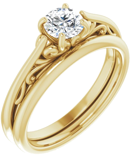 Sužadėtuvių Žiedas „Solitaire“ 14k yellow gold Round 5.2mm (11)