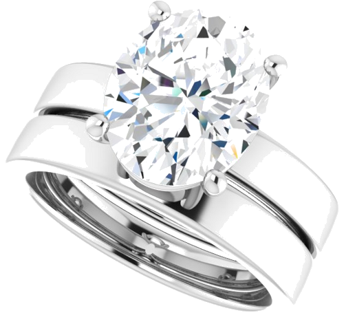 Sužadėtuvių Žiedas „Solitaire“ 14k white gold Oval 11mm x 9mm (10)