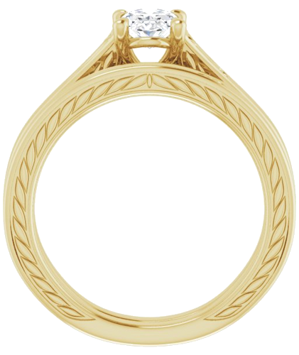 Sužadėtuvių Žiedas „Scroll Solitaire“ 585 Geltonojo Aukso Oval 7mm x 5mm (7)
