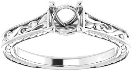 Sužadėtuvių Žiedas „Solitaire Scroll“ 14k white gold Round 5.2mm (3)