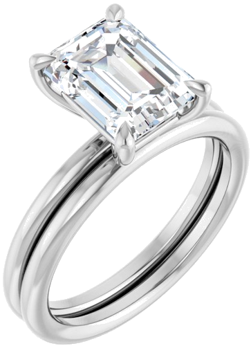 Sužadėtuvių Žiedas „Claw-Prong Solitaire“ 14k white gold Emerald 9mm x 7mm (6)