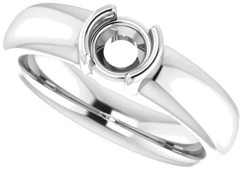 14K White 5.2 mm Round Half Bezel Solitaire Engagement Ring Mounting (5)