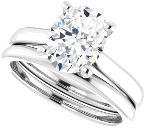 14K White 9x7 mm Oval Engagement Ring Mounting (10)