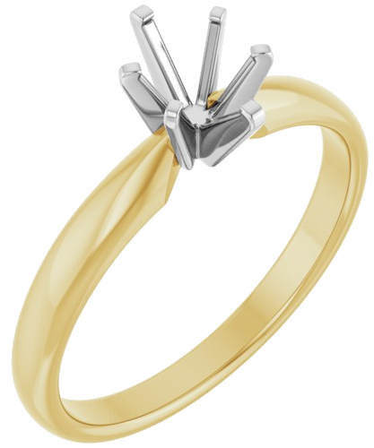 14K Yellow White 6.5 x 4.5 mm Oval Solitaire Engagement Ring Mounting (1)