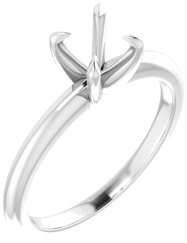 14K White 6 mm Round Solitaire Engagement Ring Mounting (1)