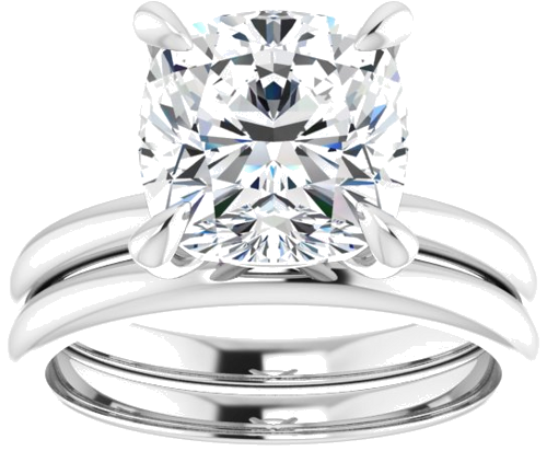 14K White  9x9 mm Cushion Solitaire Engagement Ring Mounting (8)