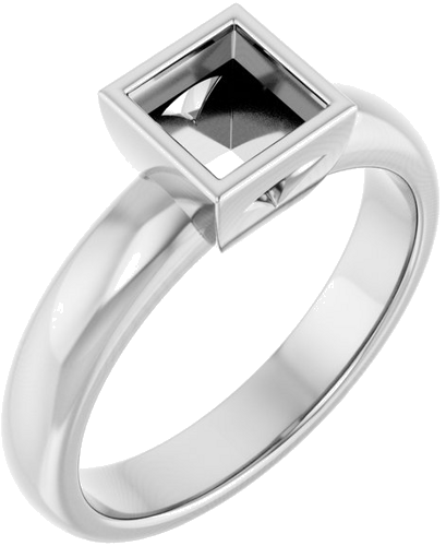 Sužadėtuvių Žiedas „Bezel-Set Solitaire“ 14k white gold Square 5mm (1)