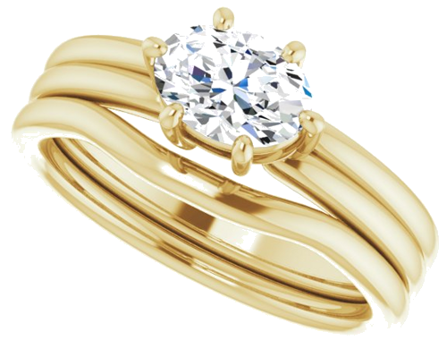 Sužadėtuvių Žiedas „Solitaire“ 10k yellow gold Oval 7mm x 5mm (10)